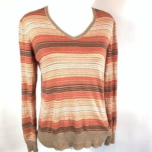 Liz Claiborne VNeck Stripped Sweater